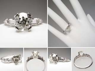 Art Deco Antique Engagement Ring Old European Cut Diamond Set in 