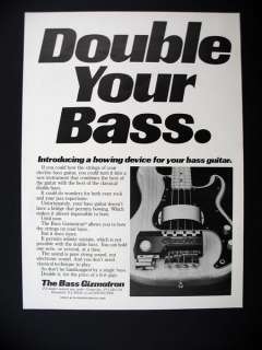 Bass Guitar Gizmotron bowing device 1979 print Ad  