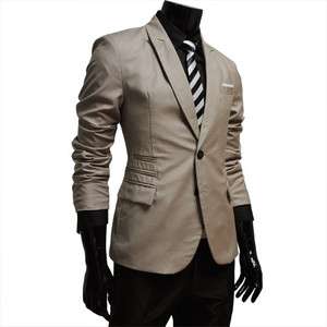 RJK) Mens casual 2 button slim jacket blazer BEIGE  