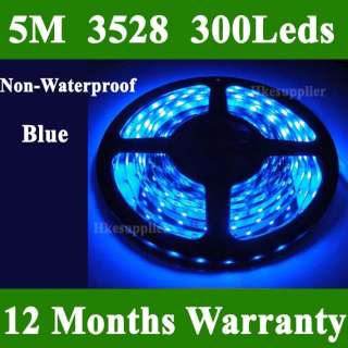 Blue 5M 300LED 3528 SMD Flexible Light Lamp Strip 12V  