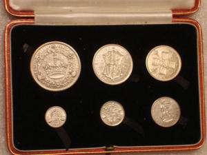 1927 GEORGE V SILVER PROOF 6 COIN SET BOXED RARE  