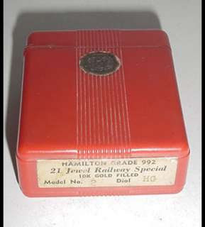   Red Celluloid & Blue Velvet 992 Railway Special Watch Box, Case  