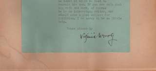 English Novelist VIRGINIA WOOLF Typed Letter Signed  