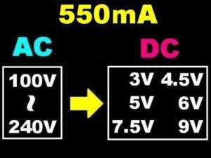 550mA AC/DC Power Adapter Supply 3V 4.5V 5V 6V 7.5V 9V  