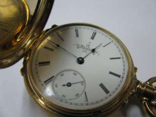 Elgin 14K Solid Gold Pocket Watch HC Blackhills Finish Year 1888 
