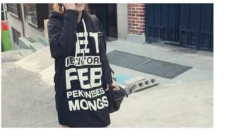 Korea New York Ltters Hoodie Sweater Cotton Thick Long  