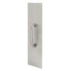    Line Door Pull Plate, 4 in. x 16 in., Oval Handle, Satin Aluminum
