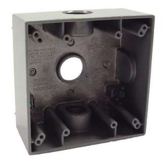 Bell 2 in. Two Gang 3 Hole 3/4 in. Outlet Gray Weatherproof Box 5341 
