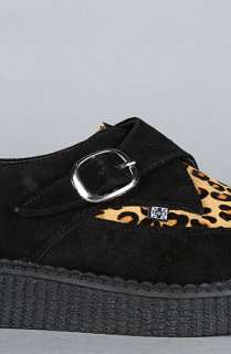 The Creeper Shoe in Black Suede and Leopard Cow Hair With Monk 