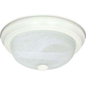 Glomar 3 Light Textured White 15 In. Flush Mount With Alabaster Glass 