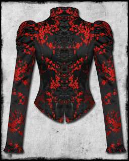 HELL BUNNY BLACK RED SATIN CHINESE FLOWER GOTH STEAMPUNK ROSEANNA 