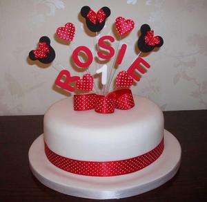 MINNIE MOUSE CAKE TOPPER  1 METRE OF RIBBON ANY NAME  
