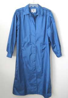 Womens WEATHER WISE Long Blue Rainwear Coat Size 16  