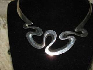 Vintage ? Sterling 950 Silver Modernist Collar Necklace 84.5 grams 