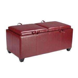 OSPdesigns Storage Ottoman With Dual Cushions and Trays MET302RD at 