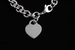   TIFFANY & CO. 8 Sterling Silver Bracelet w/ Heart Charm P  