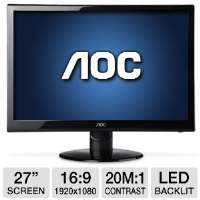 AOC e2752Vh 27 Class Widescreen LED Backlit Monitor   1920 x 1080, 16 
