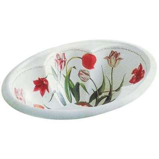    Rimming Drop in Bathroom Sink in White with Fables & Flowers Design