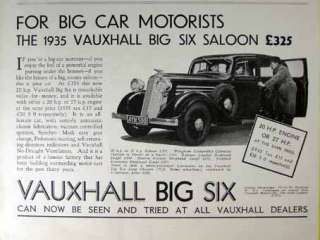 This is an original 1934 print ad for VAUXHALL BIG SIX BRITISH CARS 