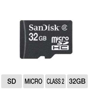 SanDisk SDSDQM 032G B35N Flash Memory Card   32GB, Class 2, microSDHC 
