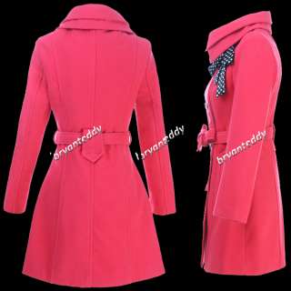 Fashion Womens Woolen Warm Winter Long Coat Jacket Trench Slim Fit M 
