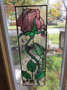 Solitude Rose Stained Glass Windows Panel Sidelight  