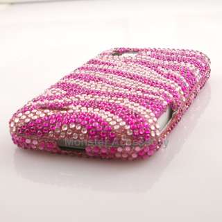 Pink Zebra Diamond Bling Hard Case Cover For Motorola Atrix 2 MB865 AT 