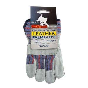 HANDS ON Premium Suede Youth Sized Leather Palm Work Glove LP4310 HOWG 