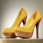 JENNIFER LOPEZ Alana High Heel Cork Platform Shoes~Yellow size 7,5