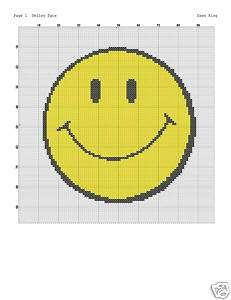 SMILEY FACE Cross Stitch Pattern   2 colors   NICE  