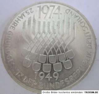 DM Silber Münze  25 Jahre Grundgesetz  1974 Nr.23  