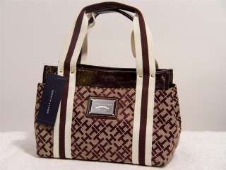 NEW Tommy Hilfiger Logo Brown Handbag Tote Bag Small  