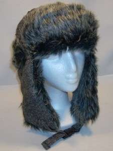 Grand Sierra Mens Herringbone Faux Fur Bomber Hat  