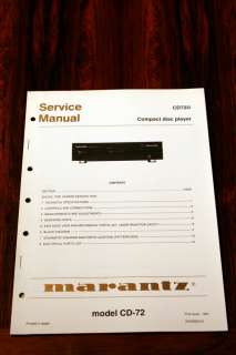 Marantz CD 72 CD Player Service Manual *Original*  