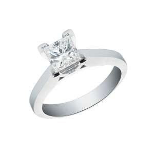 75 CT SI1 F PRINCESS CUT DIAMOND ENGAGEMENT RING14K SOLID WHITE GOLD 