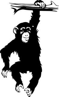 Monkey Vinyl Wall Decal Home Decor Hanging From Tree Kids Room Decal 