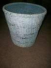 vintage shabby white wicker round waste basket trash can receptacle