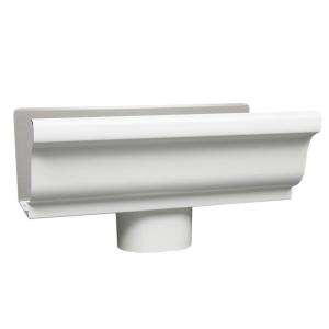   . White Galvanized Steel Gutter End with Drop 19010 