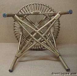 Vintage Ornate Gold Ladies Wicker Chair & Foot Stool  