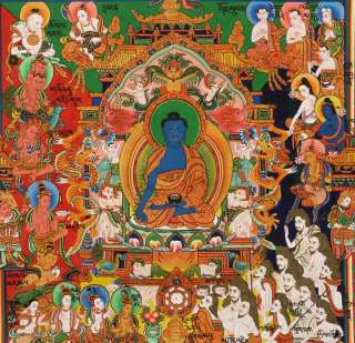 Thangka Medizinbuddha Mandala Tibet Antik Lama Nepal Buddhismus 