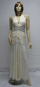 Sue Wong N7108 Designer Dress & Shawl Gown 6 Ivory Cream Off White 