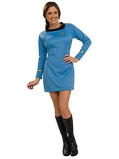 Womens Star Trek Costume Blue Science Dress & Pin 883028906055  