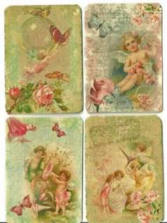 Vintage inspired angel fairy small note cards tags ATC altered art set 