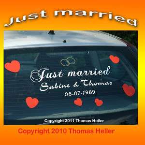 Just Married Aufkleber Auto Wunschtext Hochzeitsauto  