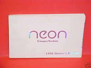 1996 DODGE NEON COUPE SEDAN OWNERS MANUAL GUIDE BOOK 96  