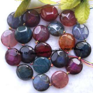   colore agate see photo size shape about 18mm flat round faceted amount