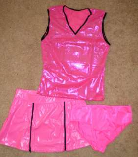 LOT Black Pink Dance Hip Hop Costume Top Skirt Ad M L  