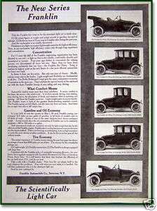 1914 The new series Franklin automobile car photos AD  