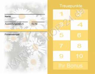 250 Rabattkarten Treuekarten Bonuskarten Blumen  