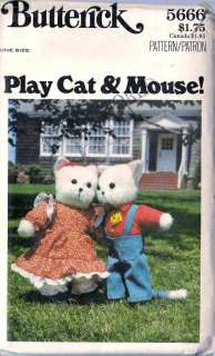 CAT MOUSE Doll Patterns COUNTRY CAT & COUNTRY MOUSE with CLOTHES 